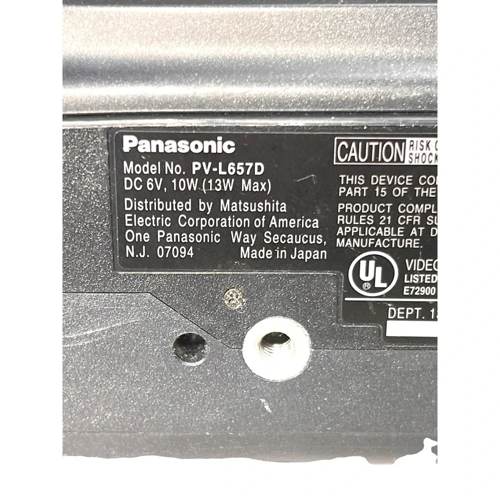 Panasonic Palmcorder PalmSight Camcorder‎ PV-L657 VHS No Battery Untested!